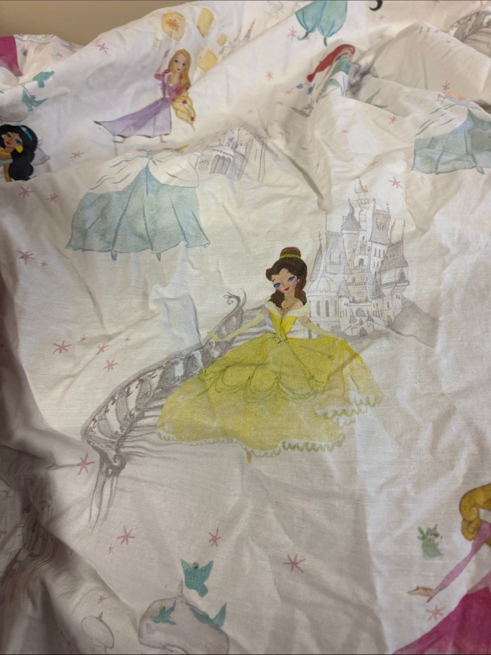 Pottery Barn Kids Disney Princesses twin fitted sheet and one pillowcase